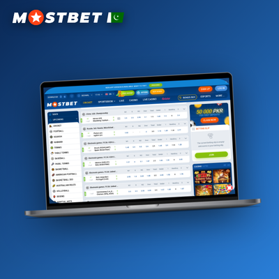 Mostbet betting app tile featuring cricket and football with 40-plus wagering markets available