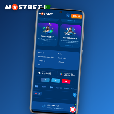 Mostbet free spins tile featuring a slot reel with triple sevens and floating FS star tokens