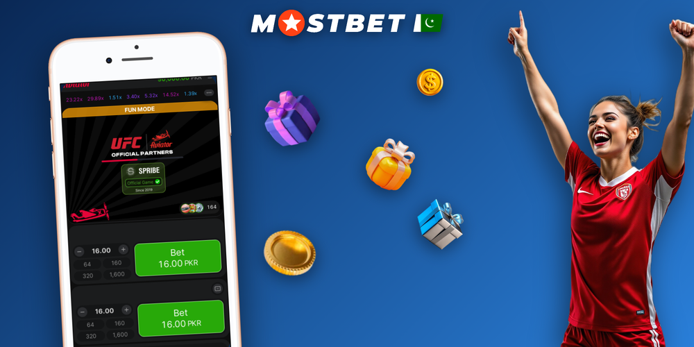 Android and iPhone devices side by side showing different Mostbet app screens including sportsbook and live casino