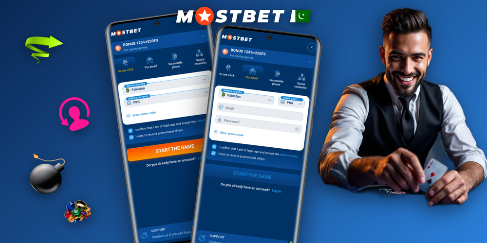 Mostbet verification banner showing ID card utility bill and selfie required for KYC in Pakistan